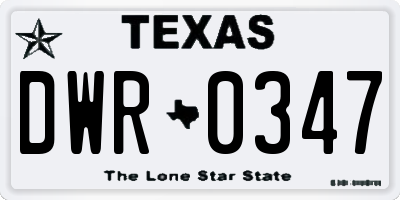 TX license plate DWR0347