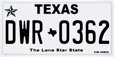 TX license plate DWR0362