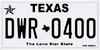 TX license plate DWR0400