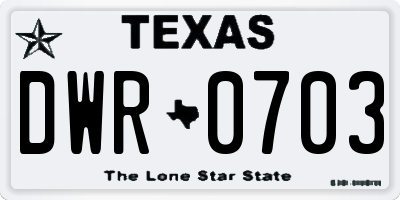 TX license plate DWR0703