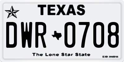 TX license plate DWR0708