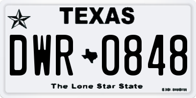 TX license plate DWR0848