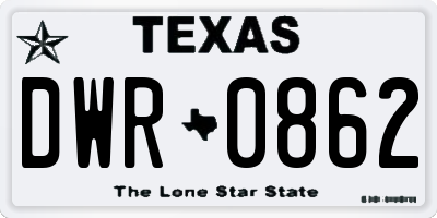 TX license plate DWR0862