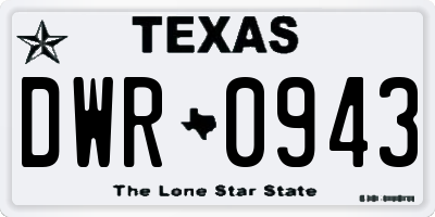 TX license plate DWR0943