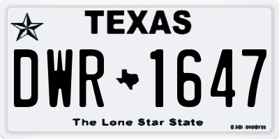 TX license plate DWR1647