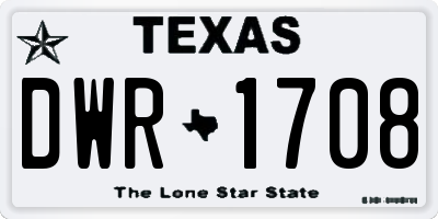 TX license plate DWR1708
