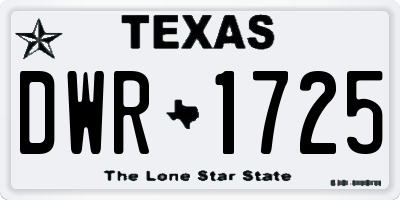 TX license plate DWR1725