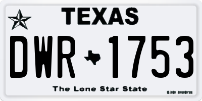TX license plate DWR1753