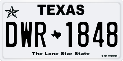 TX license plate DWR1848