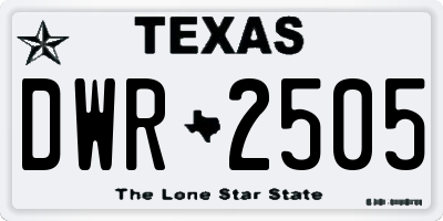 TX license plate DWR2505