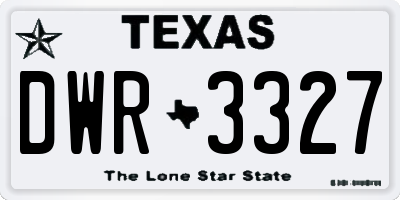 TX license plate DWR3327