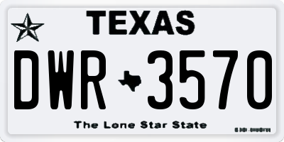 TX license plate DWR3570