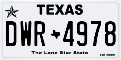TX license plate DWR4978
