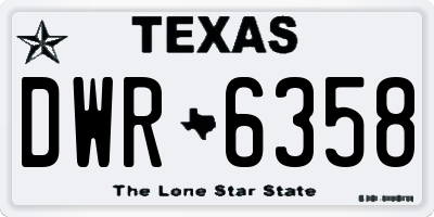 TX license plate DWR6358