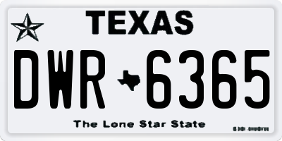 TX license plate DWR6365