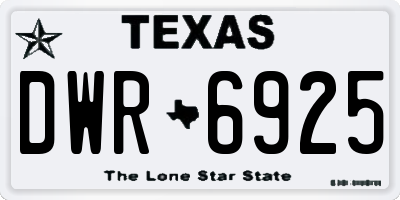 TX license plate DWR6925