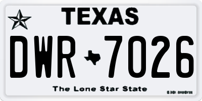 TX license plate DWR7026