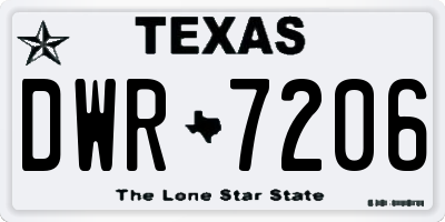 TX license plate DWR7206
