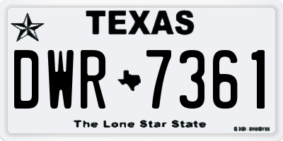 TX license plate DWR7361
