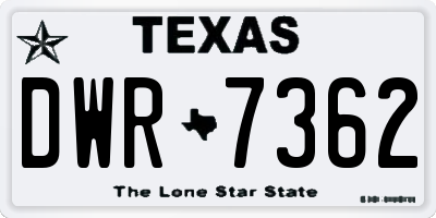 TX license plate DWR7362