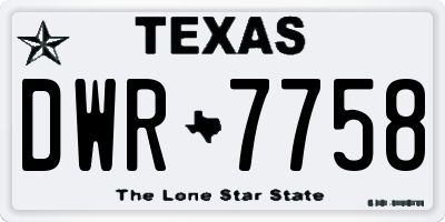 TX license plate DWR7758