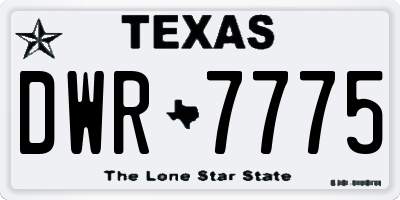 TX license plate DWR7775