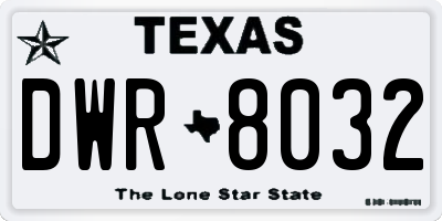 TX license plate DWR8032