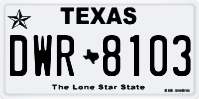 TX license plate DWR8103