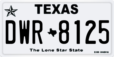 TX license plate DWR8125