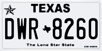 TX license plate DWR8260