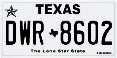 TX license plate DWR8602