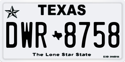 TX license plate DWR8758