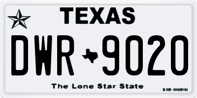 TX license plate DWR9020