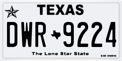 TX license plate DWR9224