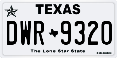 TX license plate DWR9320