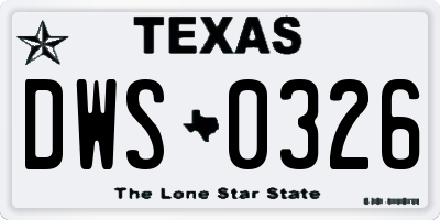TX license plate DWS0326