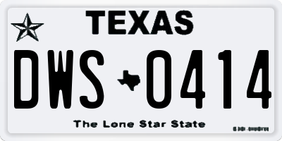 TX license plate DWS0414