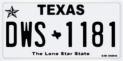 TX license plate DWS1181