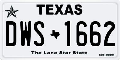 TX license plate DWS1662