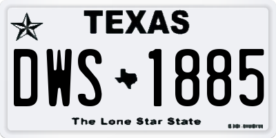 TX license plate DWS1885