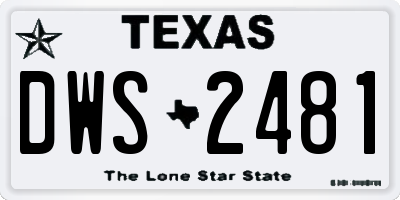 TX license plate DWS2481