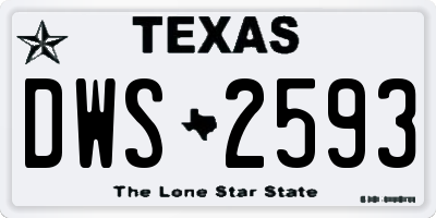 TX license plate DWS2593