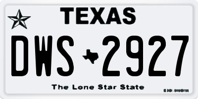 TX license plate DWS2927