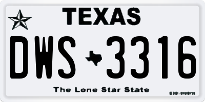 TX license plate DWS3316