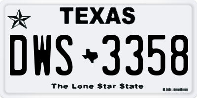 TX license plate DWS3358