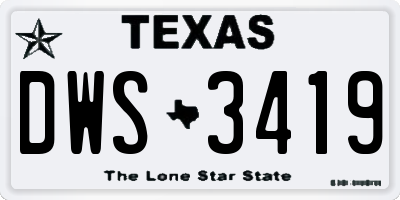TX license plate DWS3419