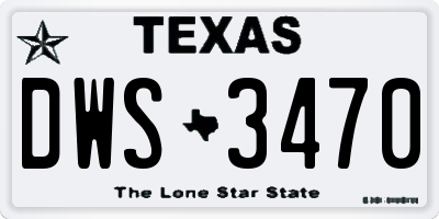 TX license plate DWS3470