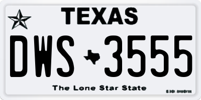 TX license plate DWS3555