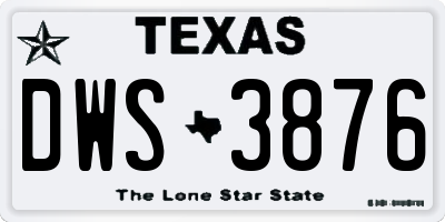 TX license plate DWS3876