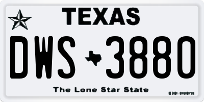TX license plate DWS3880